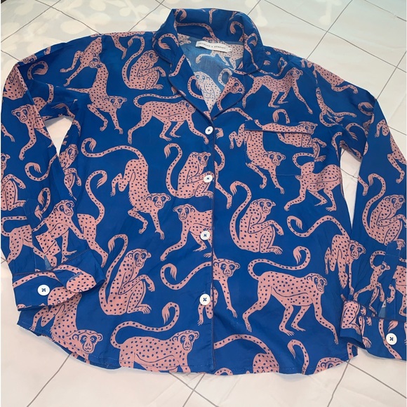 Desmond & Dempsey Long Pyjama Set Blue and Pink - S - Picture 2 of 8